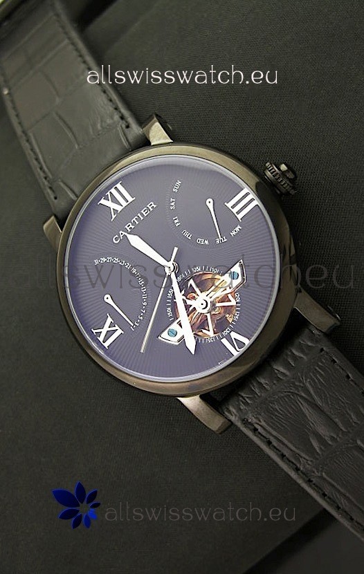 Cartier Calibre de Tourbillon PVD Swiss Watch in Blue Dial