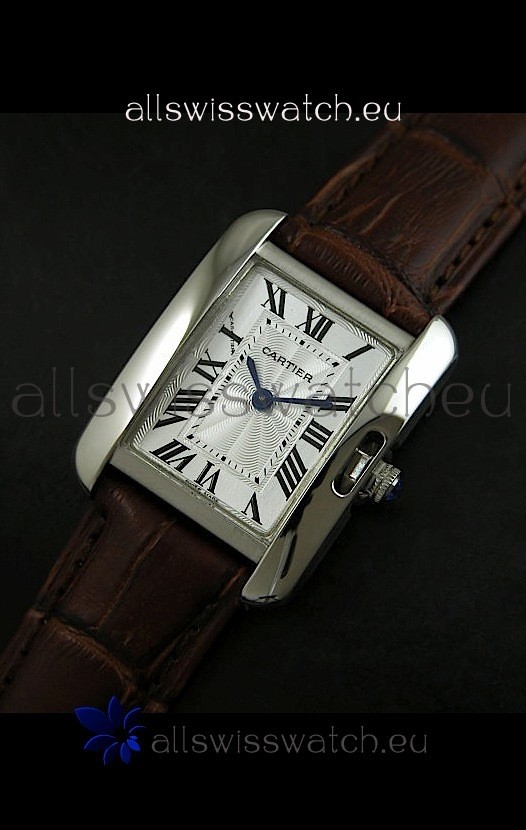 Cartier Louis Japanese Replica Ladies Watch in Brown Strap