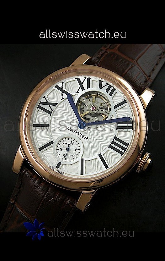 Ballon De Cartier Flying Tourbillon Japanese Replica Watch - Pink Gold Case