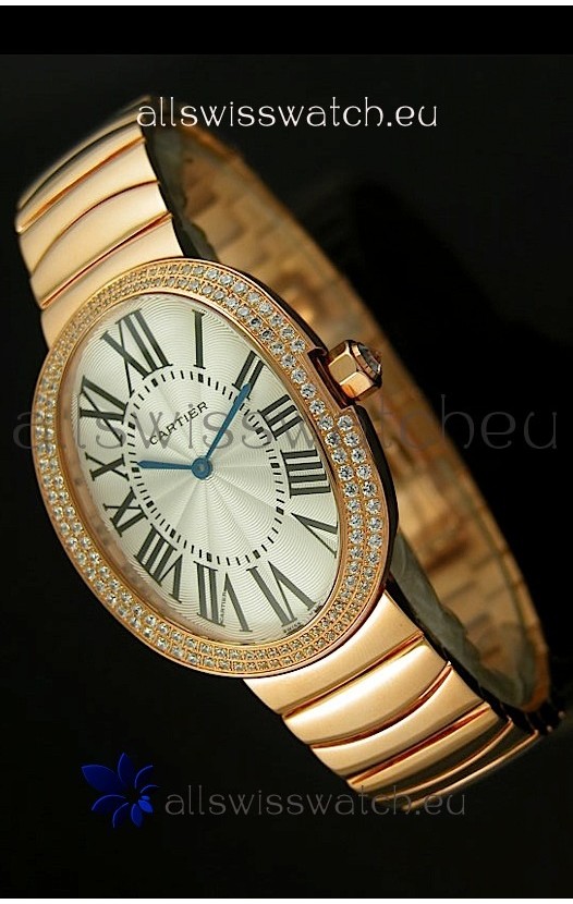 Cartier Baignoire Japanese Replica Watch in Yellow Gold/Diamonds Bezel