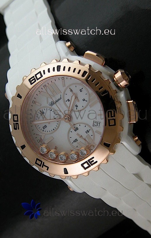 Chopard Happy Sport Swiss Replica Watch in White Strap