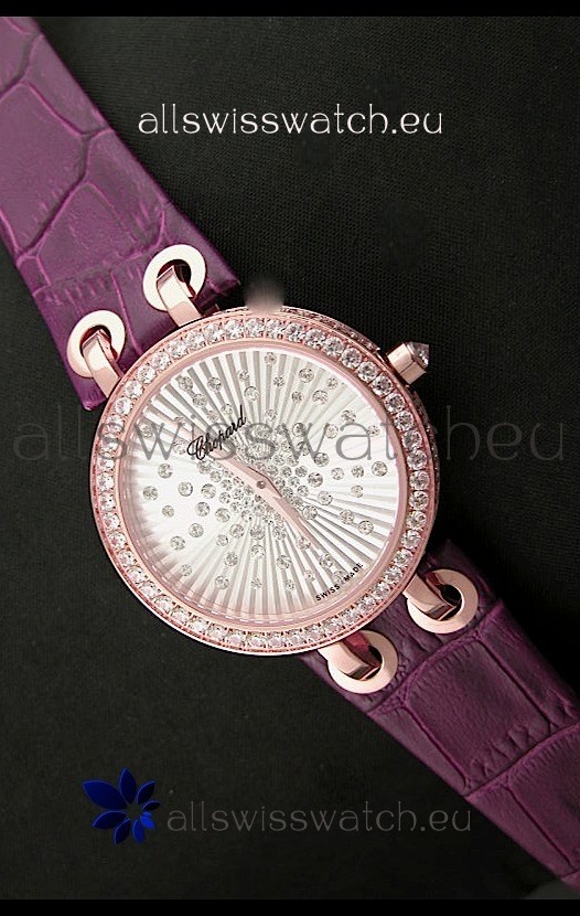 Chopard Xtravaganza Ladies Ladies Japanese Replica Rose Gold Watch in White Dial