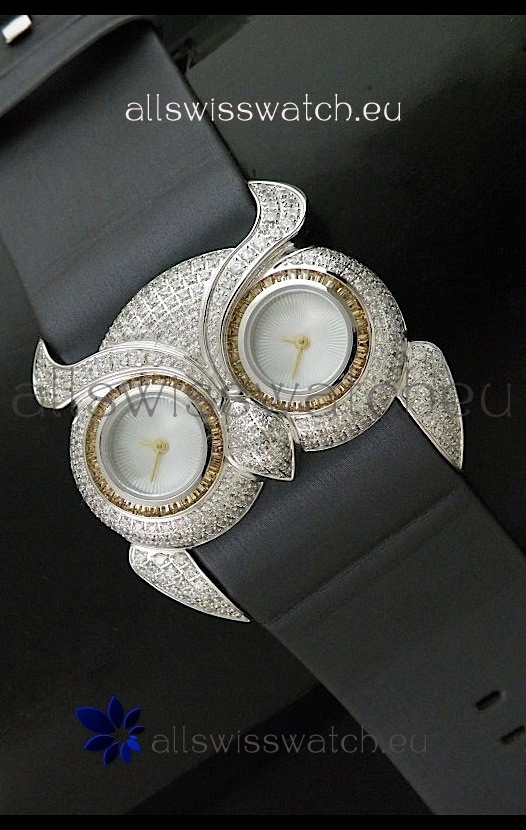 Chopard Animal World Ladies Owl Black Full Diamond Watch