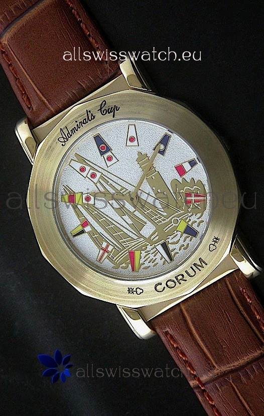 Corum Admiral's Cup Japanese Replica Watch in Brown Strap