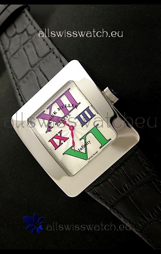 Franck Muller Geneve Infinity Japanese Steel Watch in Multi Color Roman Markers