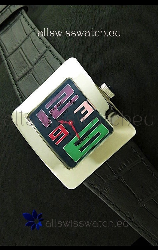 Franck Muller Geneve Infinity Japanese Steel Watch in Multi Color Numeral Markers