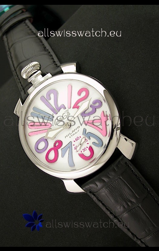 Gaga Milano Italy Japanese Replica Watch in Multi Color Arabic Markers