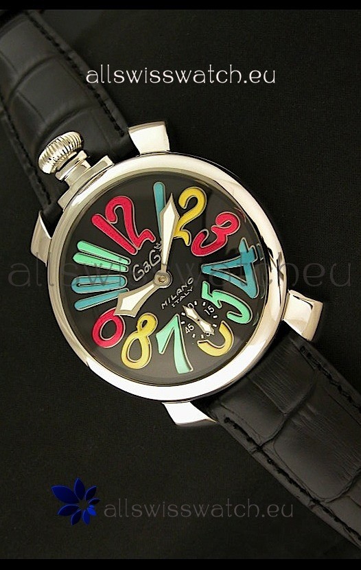 Gaga Milano Italy Japanese Replica Watch in Full Black