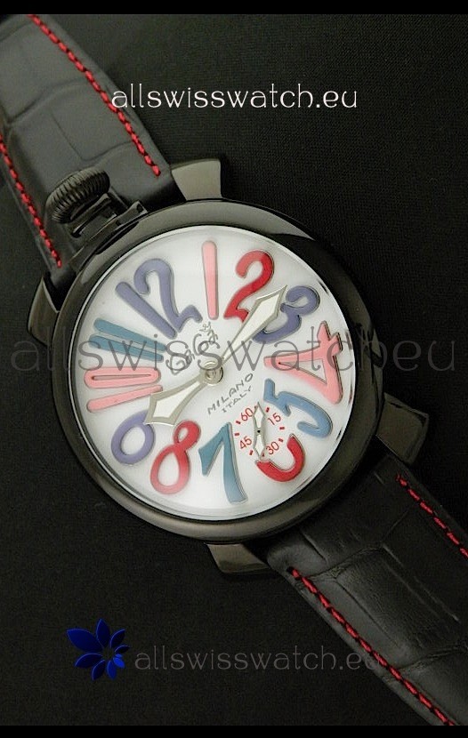 Gaga Milano Italy Japanese Replica PVD Watch in White Dial