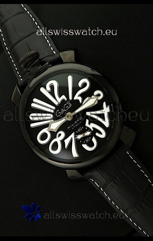 Gaga Milano Italy Japanese Replica PVD Watch in White Markers