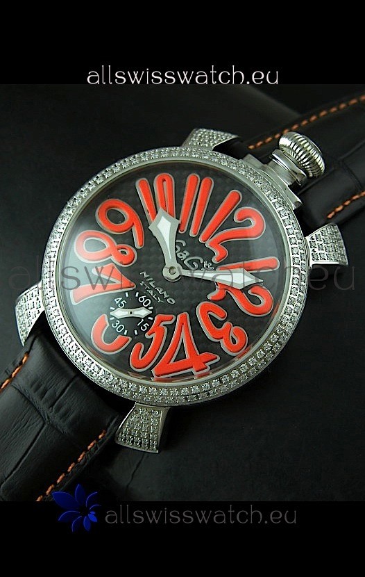 Gaga Milano Italy Manuale Replica Japanese Watch in Orange Markers