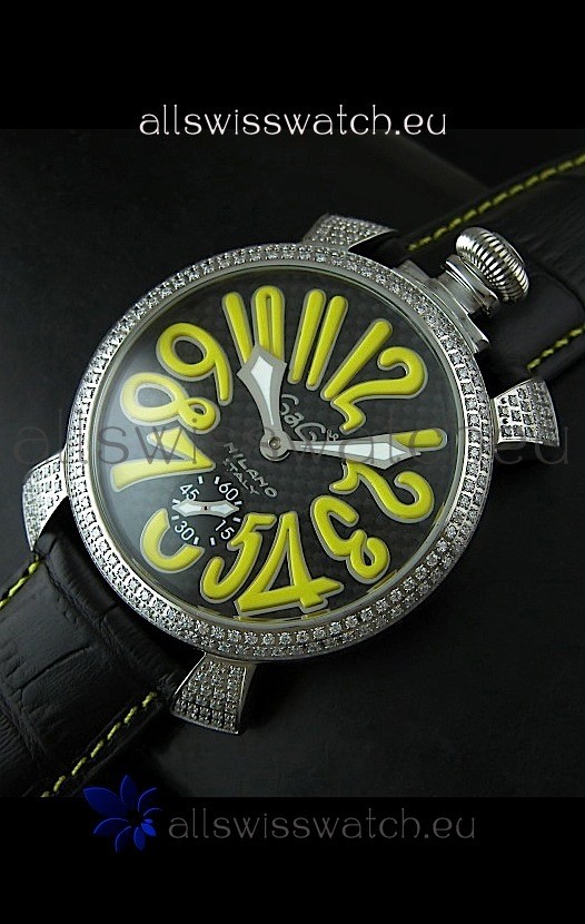 Gaga Milano Italy Manuale Replica Japanese Watch in Yellow Markers