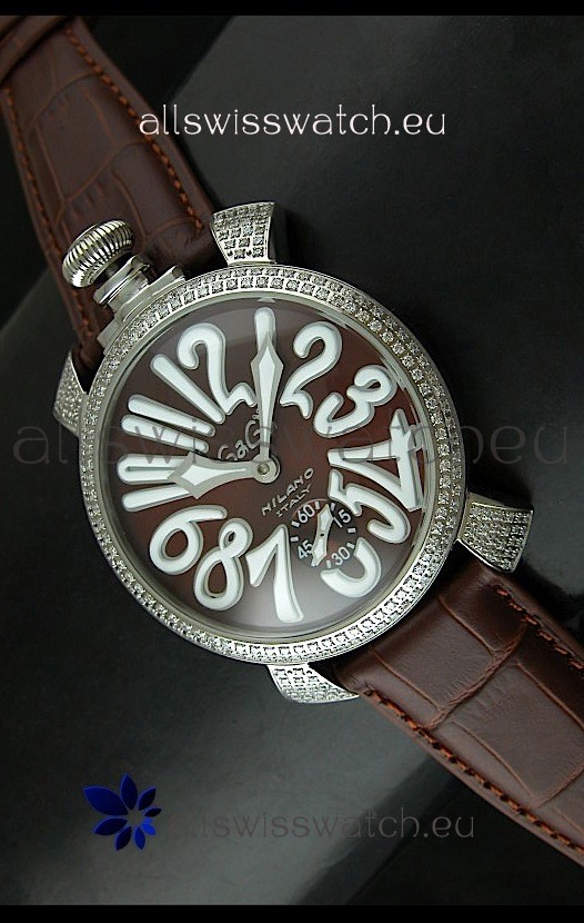 Gaga Milano Italy Manuale Replica Japanese Watch in Coffee Dial