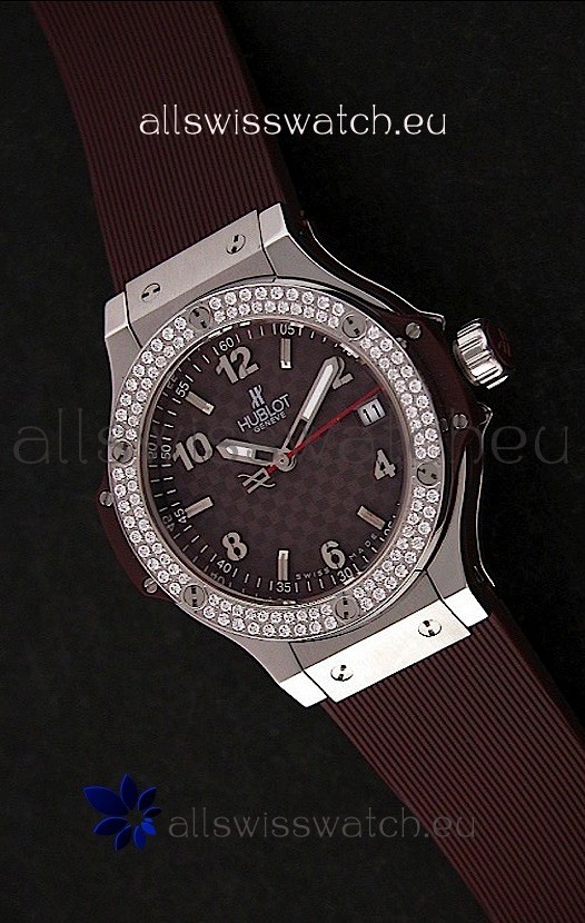 Hublot Big Bang King Swiss Quartz Watch in Checkered Brown Dial