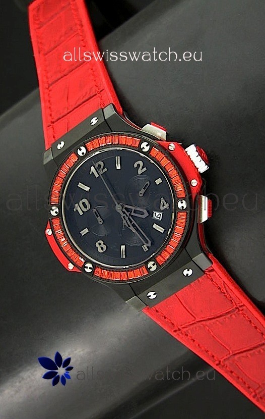 Hublot Big Bang All Black Edition Japanese Quartz Watch with Diamonds