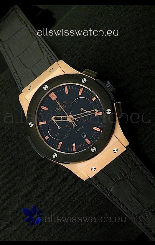 Hublot Big Bang Classic Fusion Chrono Quartz Watch with Ceramic Bezel