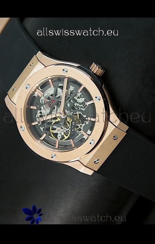 Hublot Classic Fusion Japanese Replica Watch in Pink Gold Casing