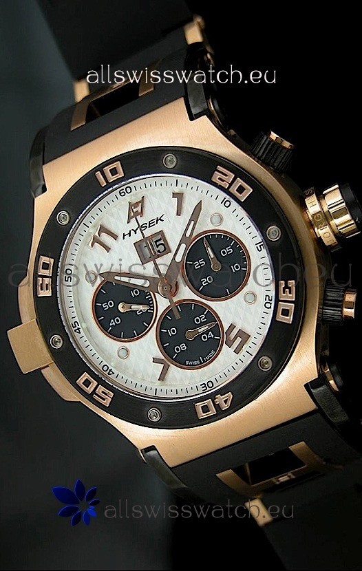 Hysek Abyss Explorer Steel Swiss Watch in Pink Gold Case