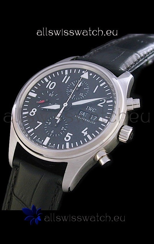 IWC Pilot Swiss Replica Watch in Black Dial