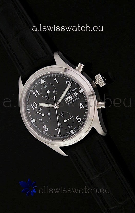 IWC Der Flieger Chronograph Swiss Replica Watch in Black