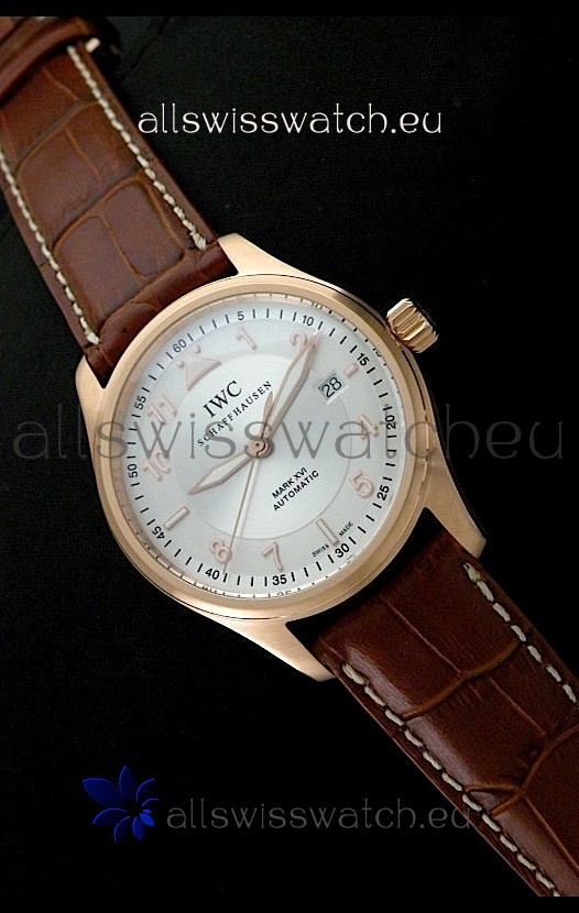 IWC Fliegeruhr International Watch Co. Swiss Automatic Rose Gold Watch in White Dial