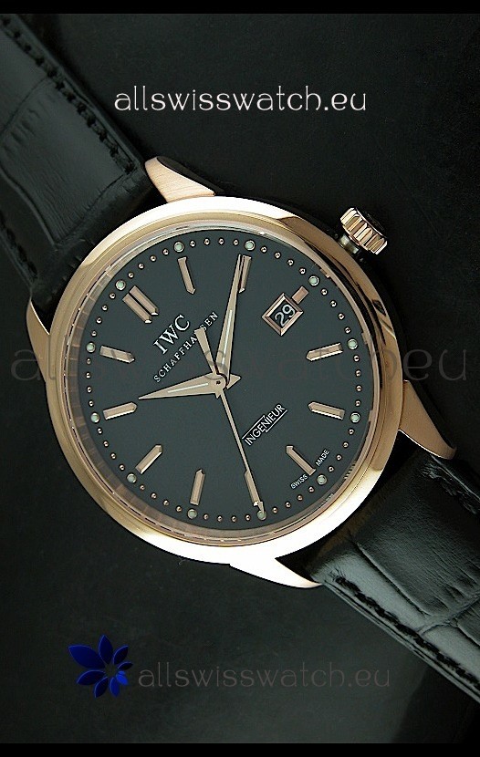 IWC Schaffhausen Ingenuier Vintage Swiss Replica Automatic Rose Gold Watch in Black Dial