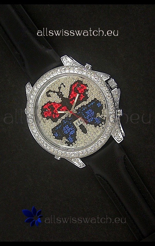 Five Time Zones J&C Clone Watch in Full Diamonds