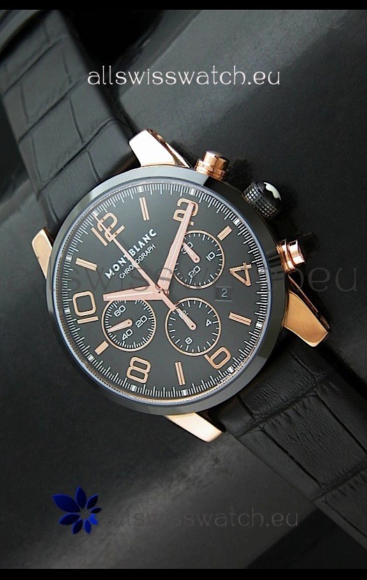 Mont Blanc Timewalker Swiss Watch in Rose Gold Case - Ultimate Mirror Replica