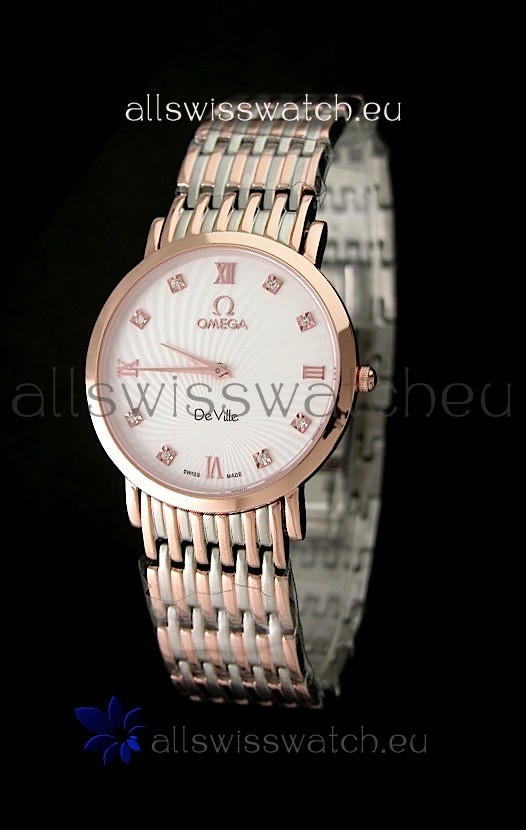 Omega DeVelie Japanese Replica Rose Gold Watch 