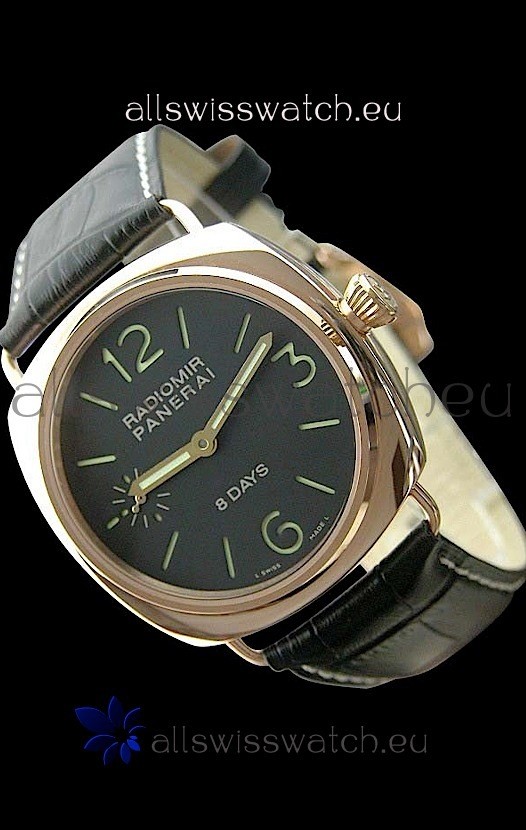 Panerai Radiomir 8 Days Swiss Watch in Pink Gold Case