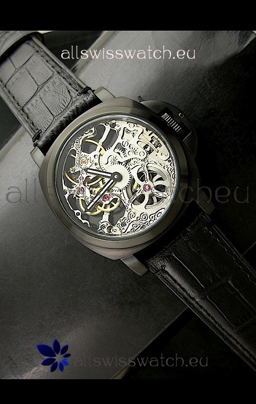 Panerai Radiomir Skeleton Swiss Watch in PVD