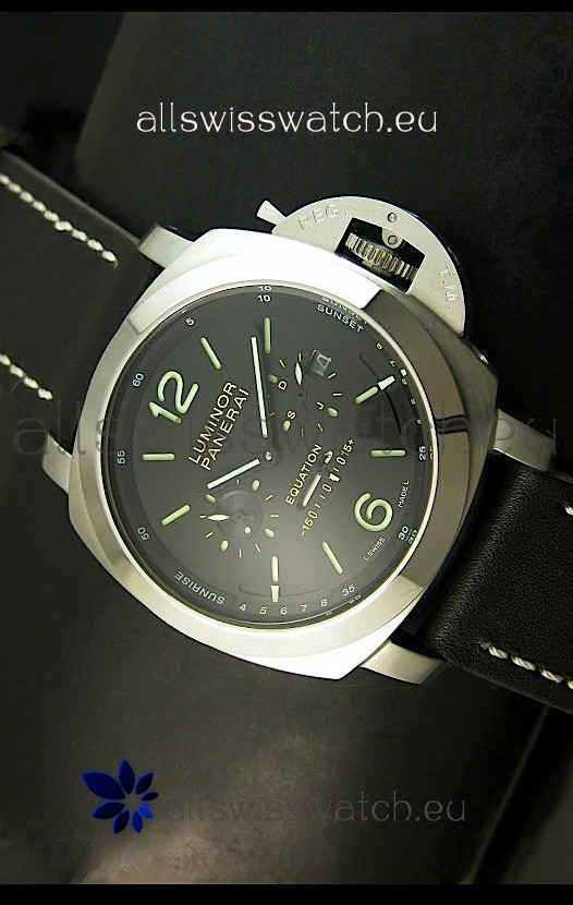 Panerai PAM365 L’Astronomo Luminor 1950 GMT Equation of Time Watch Black Dial Steel