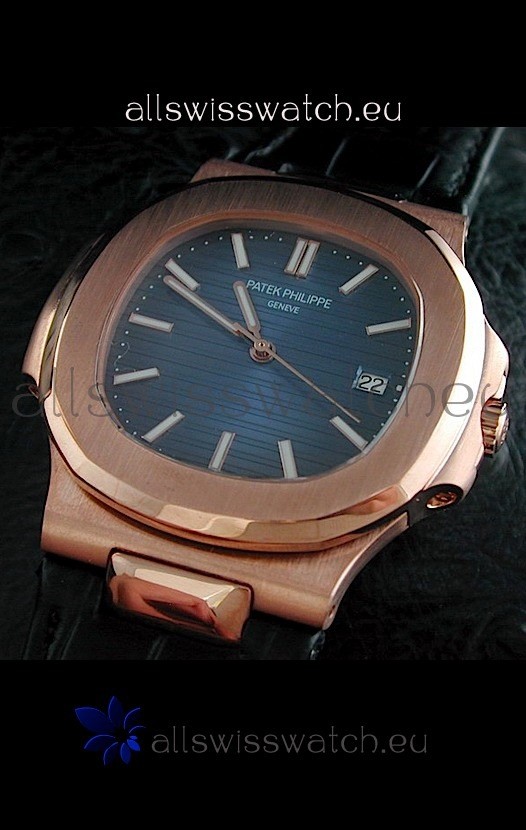 Patek Philippe Geneve Nautilus Swiss Watch in Rose Gold Casing