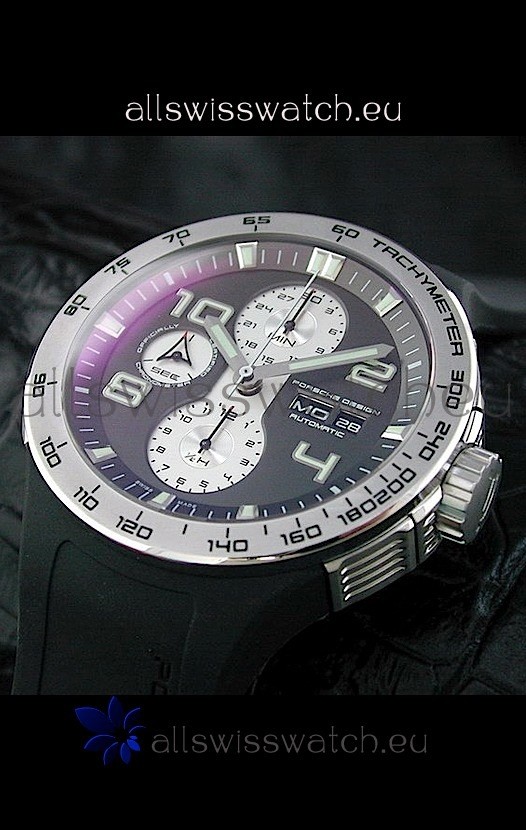 Porsche Design Flat Six P'6340 Swiss Chronograph Watch in Black Dial