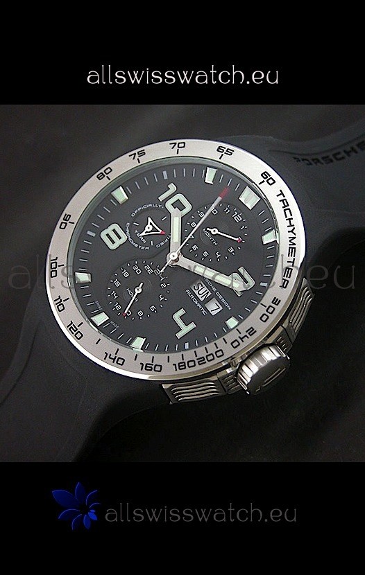 Porsche Design Flat Six P'8340 Swiss Chronograph Watch in Black Dial