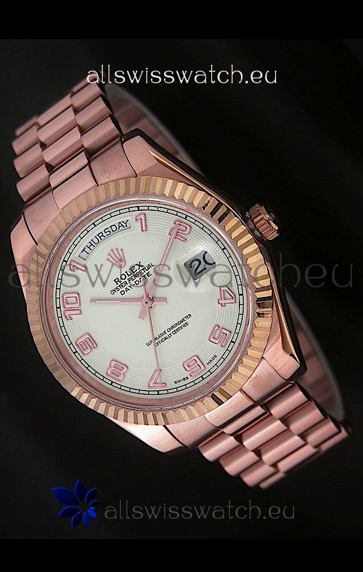 Rolex Day Date Swiss Replica Steel Watch in Arabic Markers