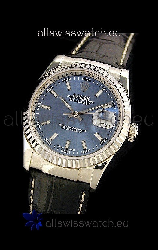 Rolex Datejust Mens Japanese Replica Watch in Blue Dial