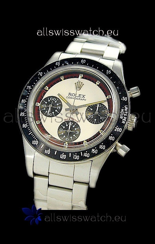 Rolex Daytona Paul Newman Edition Replica Steel Watch in White Dial