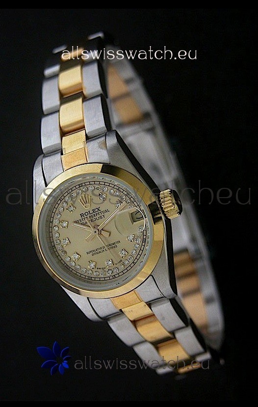 Rolex Datejust Oyster Perpetual Superlative ChronoMeter Japanese Gold Watch in Diamond Markers