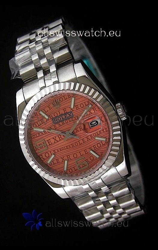 Rolex Datejust Mens Japanese Replica Watch in Orange Dial