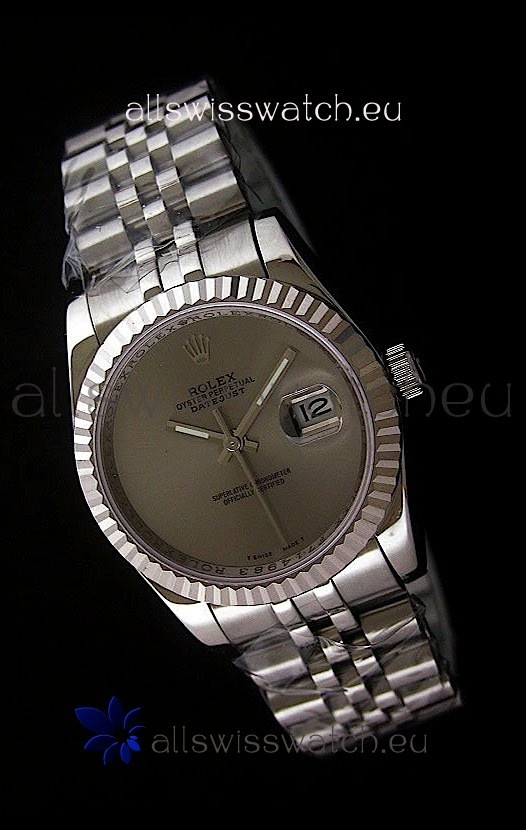 Rolex Datejust Mens Japanese Replica Watch in Grey Dial