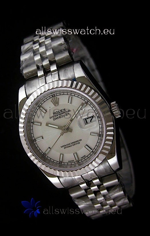 Rolex Datejust Mens Japanese Replica Watch in White Dial