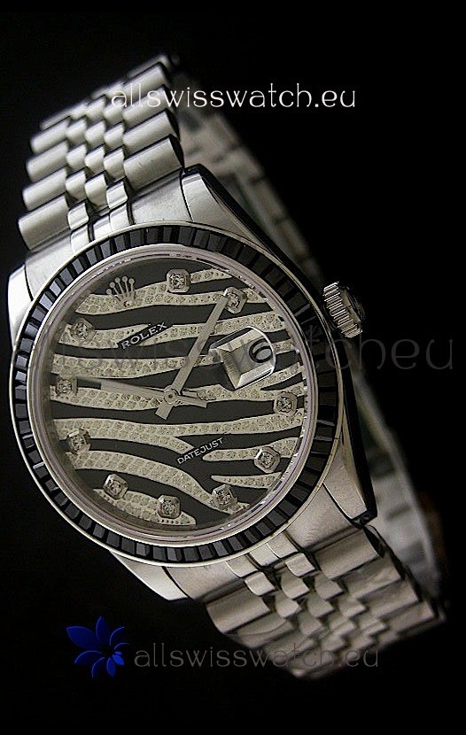 Rolex Datejust Mens Japanese Replica Watch in Leopard Dial