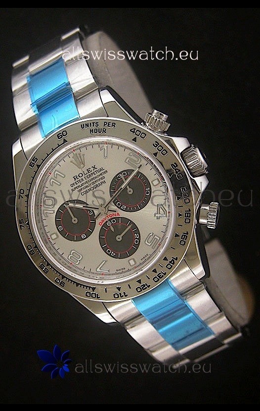 Rolex Daytona Cosmograph Swiss Replica Stainless Steel Watch in White Dial