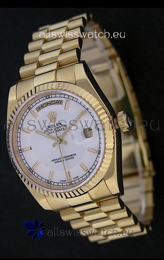 Rolex Day Date Just Japanese Replica Yellow Gold Watch 