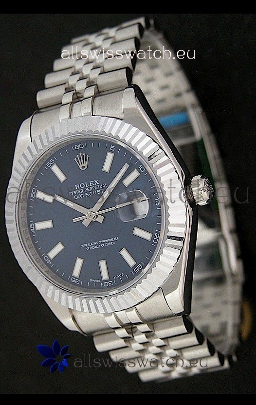 Rolex DateJust Japanese Replica Watch in Blue Dial