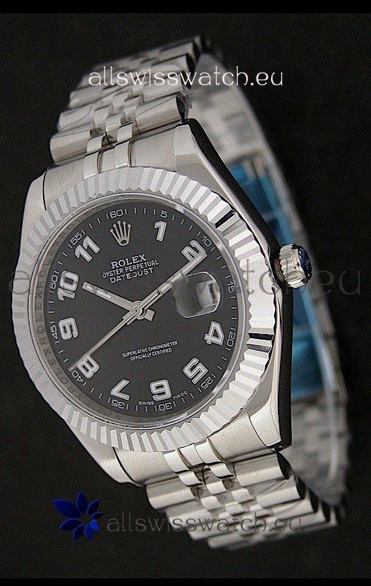 Rolex DateJust Swiss Replica Watch in White Arabic Hour Markers