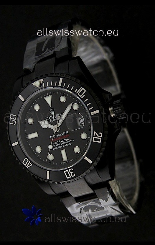 Rolex Submariner Pro Hunter Japanese PVD Watch in Black Carbon Dial