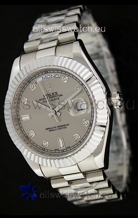 Rolex Oyster Perpetual Day Date Swiss Replica Watch in Grey Dial