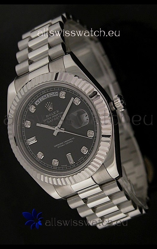 Rolex Oyster Perpetual Day Date Japanese Replica Watch in Black Dial